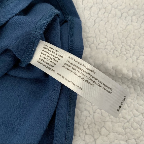 Eileen Fisher XL Neptune Stretch Jersey Asymmetric Tunic Top 3/4 Sleeve Blue - Picture 8 of 12